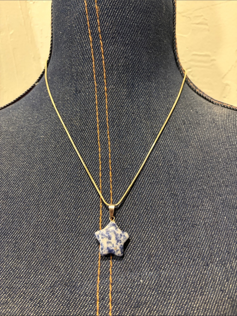 Gold Chain Necklace with Blue Star Pendant